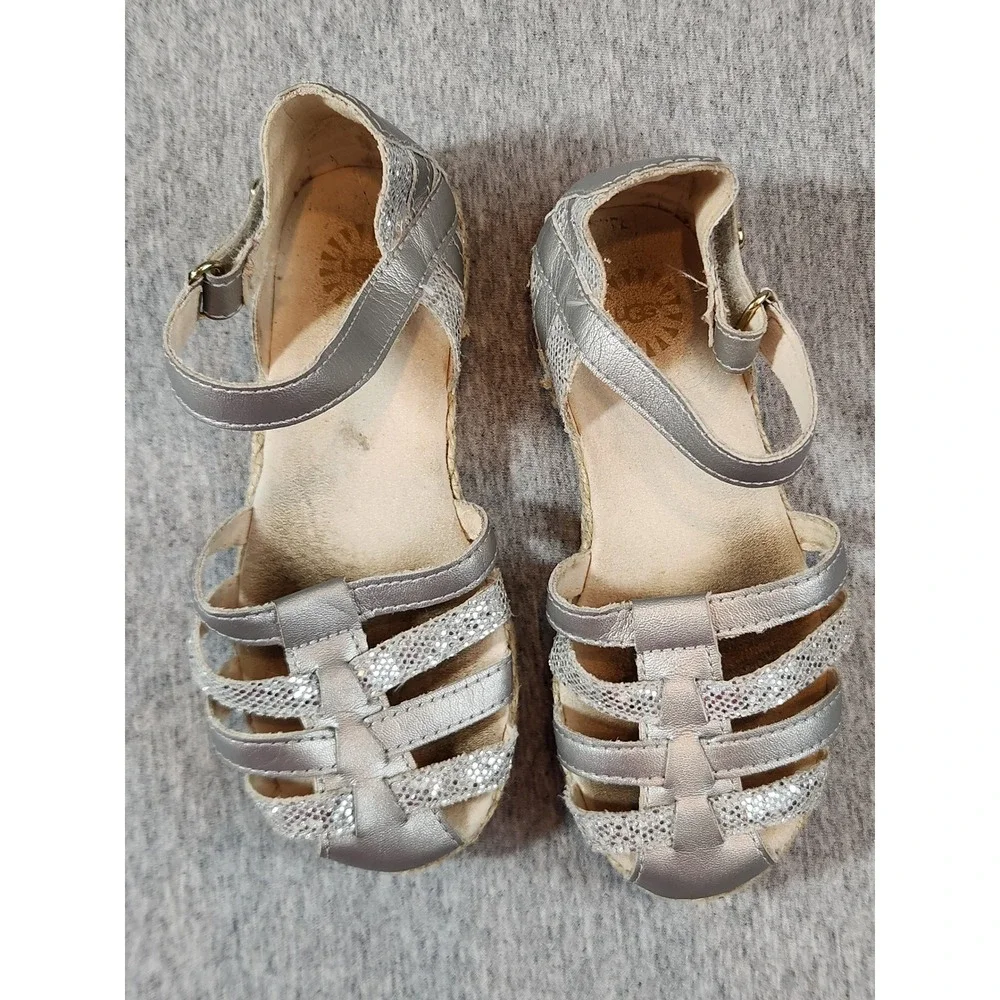 UGG Sandals Toddler Girls 11 Silver Metallic Glitter Espadrille F16018A